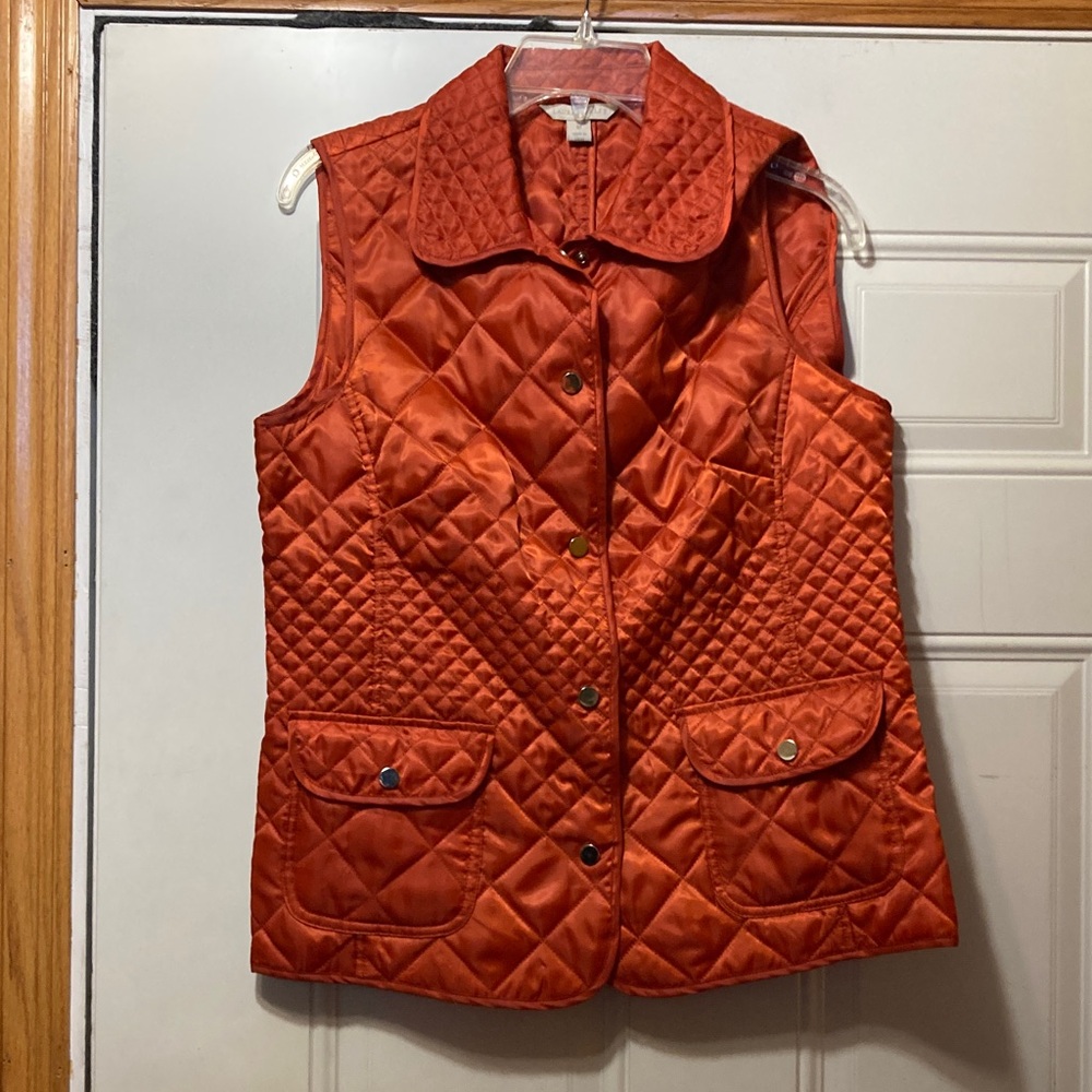 Laura Ashley Quilted Vest in Bold Orange‎ M